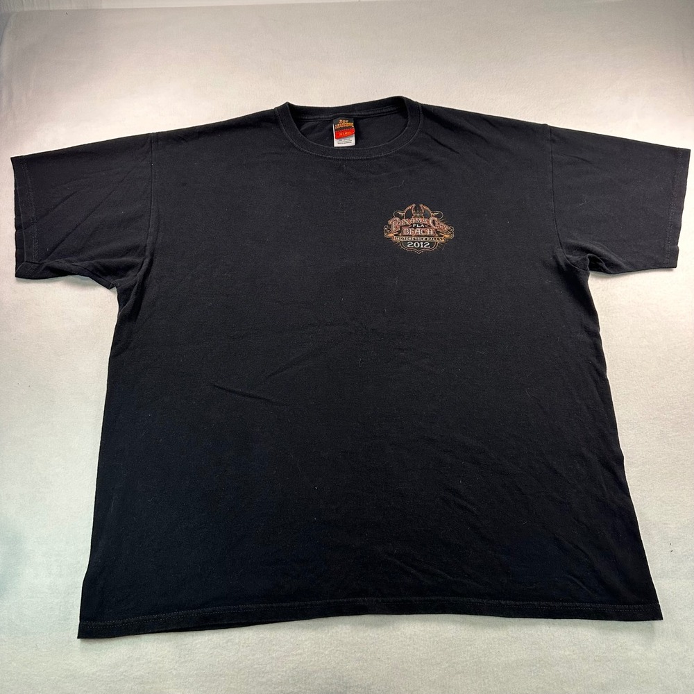 Hot Leathers Panama City Beach Motorcycle Rally 2012 T-Shirt Mens 2XL Black Tee
